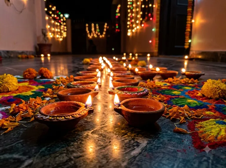 Example image for the Diwali Diyas Glow template